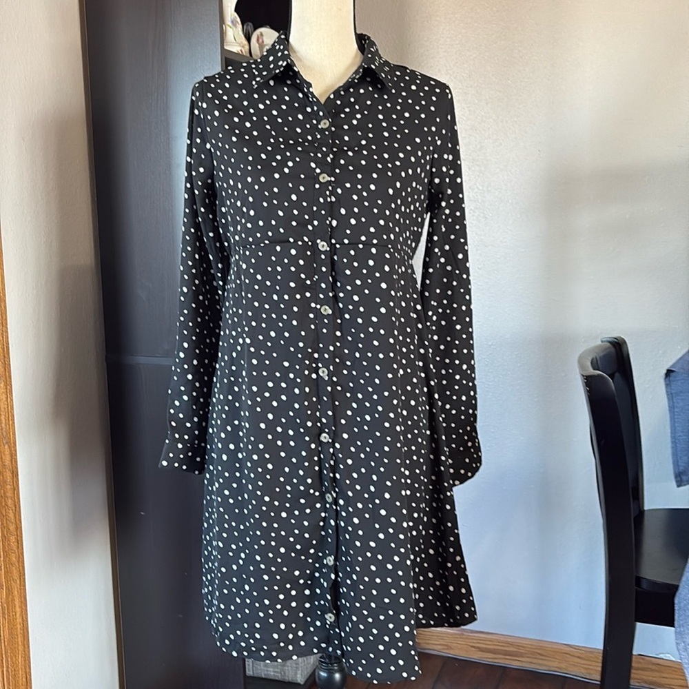Full Moon Maternity Dress size XS Long Sleeve Career Stretch Polka Dot Lined